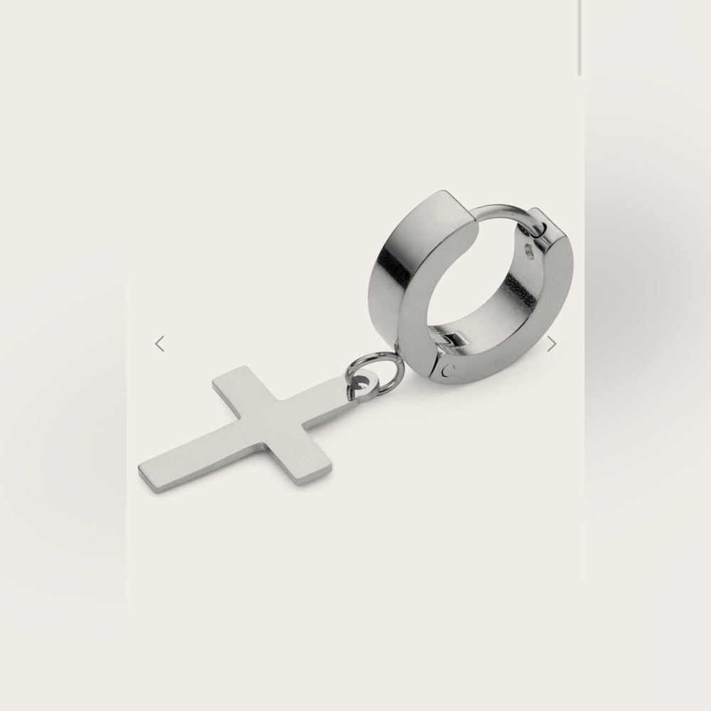 Chic Silver Cross Dangle Earrings - Picture 3 of 5